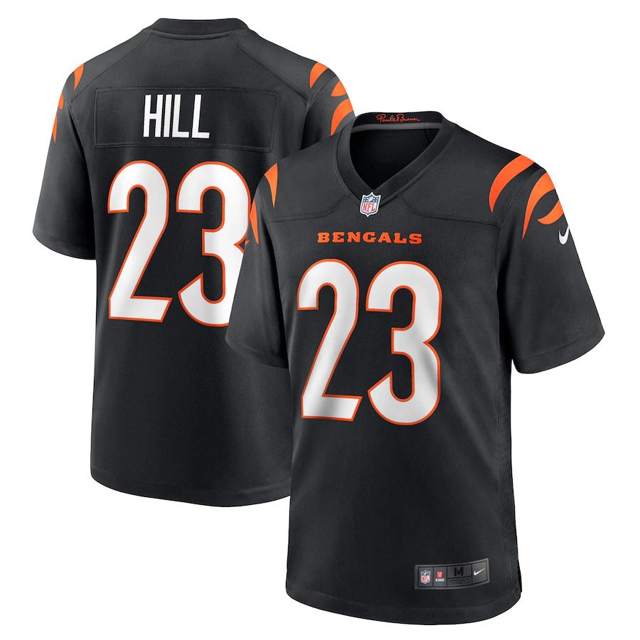 Men Cincinnati Bengals 23 Daxton Hill Nike Black 2022 NFL Draft First Round Pick Game Jersey